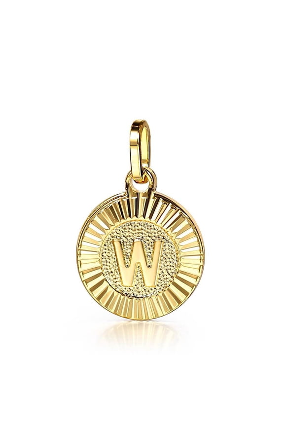 Round Yellow Gold Plated Initial Letter Pendant Charm Alphabet A-Z Only Pendant