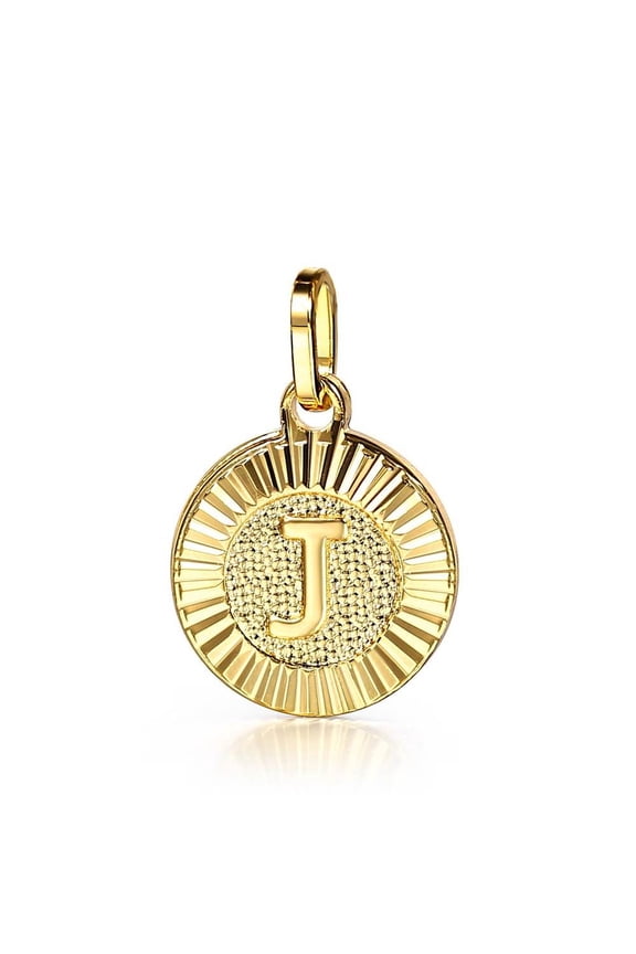 Round Yellow Gold Plated Initial Letter Pendant Charm Alphabet A-Z Only Pendant