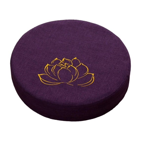 Round Yoga Meditation Cushion 16" Dia Zippered Cover Meditation Accessories Floor Pillow for Tea Decor Prayer Indoor Men Gifts Dark Violet 6cm