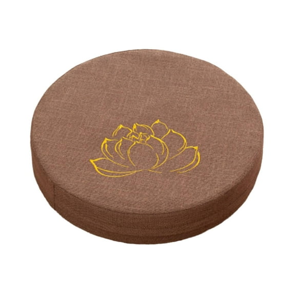 Round Yoga Meditation Cushion 16" Dia Zippered Cover Meditation Accessories Floor Pillow for Tea Decor Prayer Indoor Men Gifts Khaki 6cm