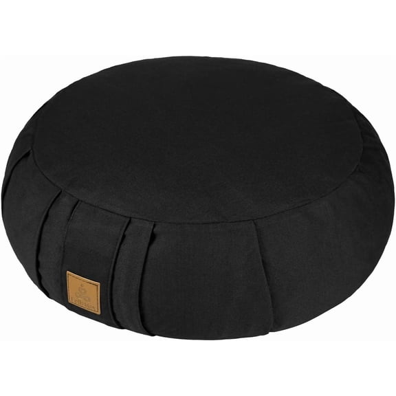 Round Zafu Meditation Cushion, D=15" H=5.5" Zabuton Meditation Pillow, Yoga Bolster/Pillow, Floor seat, Zippered Organic Cotton Cover, Natural Buckwheat, Kneeling Pillow