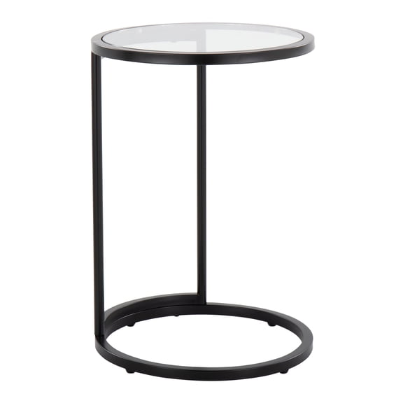 Round Zenn End Table: Tempered Glass Top & Modern Metal Design