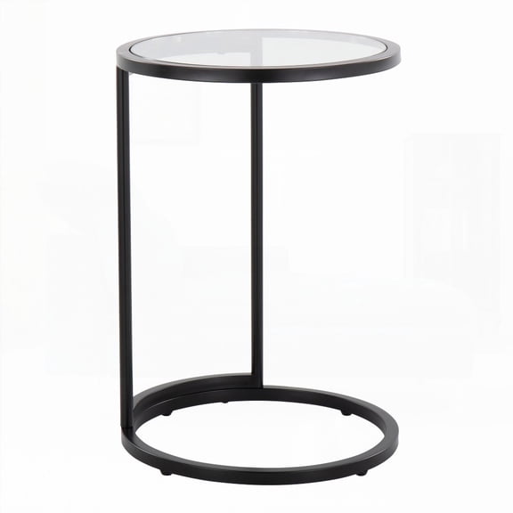 Round Zenn End Table by LumiSource featuring Black Metal and Clear Glass