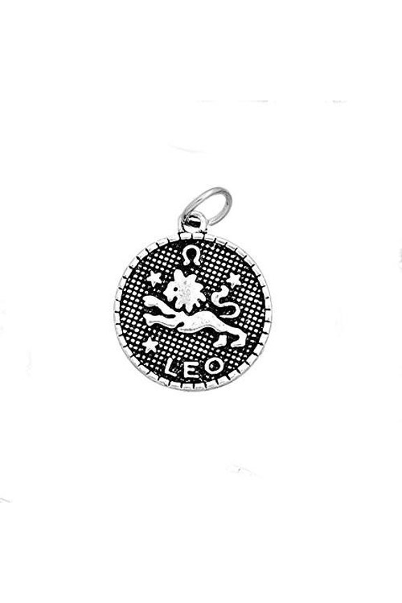 Round Zodiac Charm Pendant for Necklace (Leo)