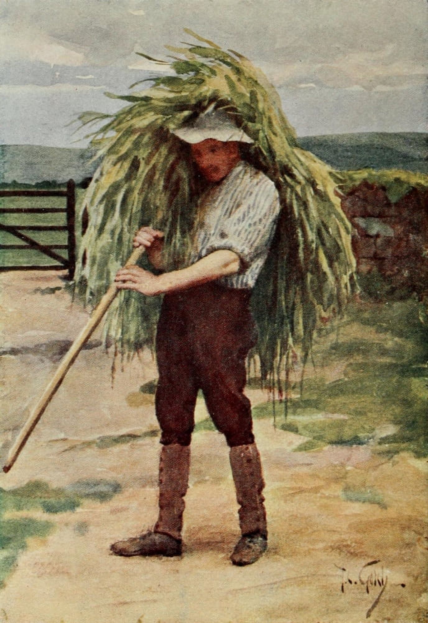 Round about Wiltshire 1907 Green fodder Canvas Art - Thomas Cooper Gotch (18 x 24)