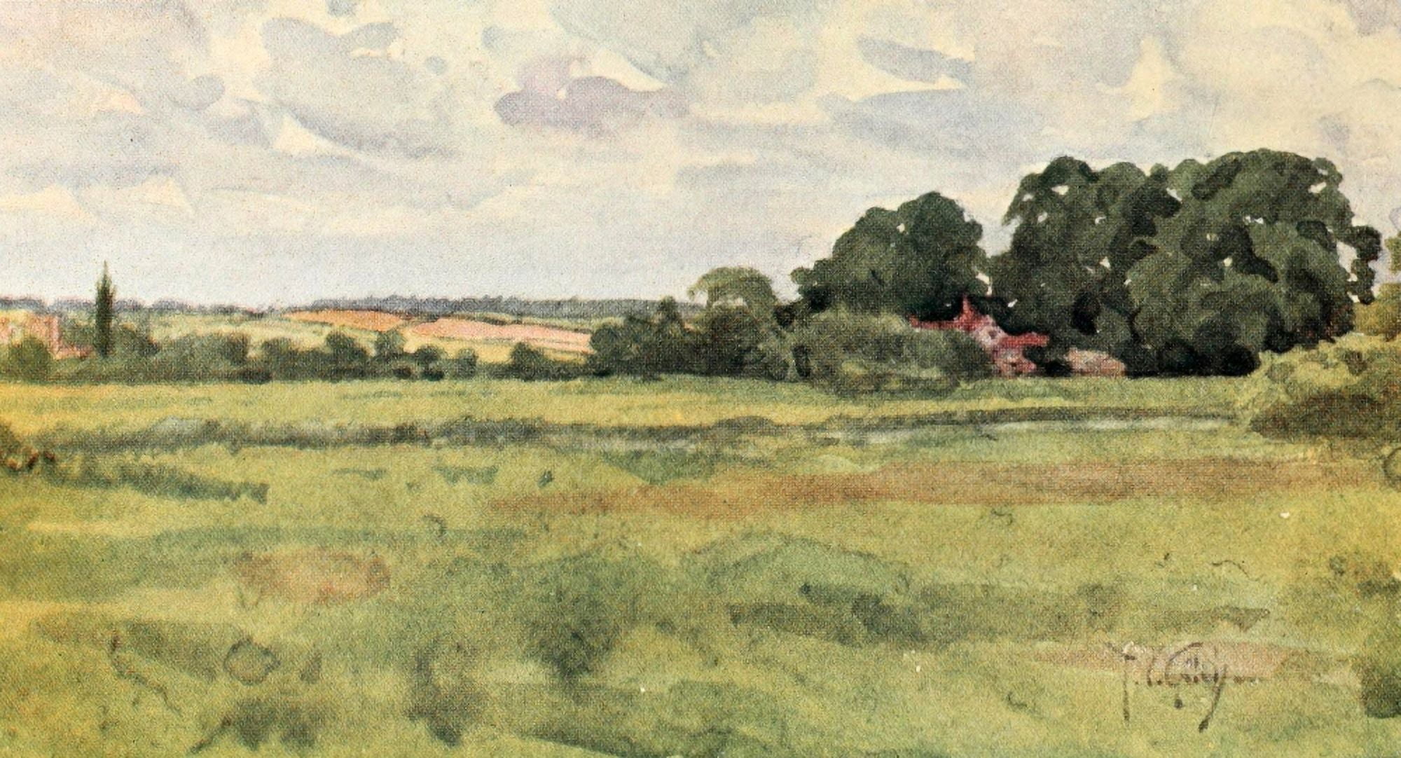 Round about Wiltshire 1907 In the Kennet Valley Canvas Art - Thomas Cooper Gotch (18 x 24)