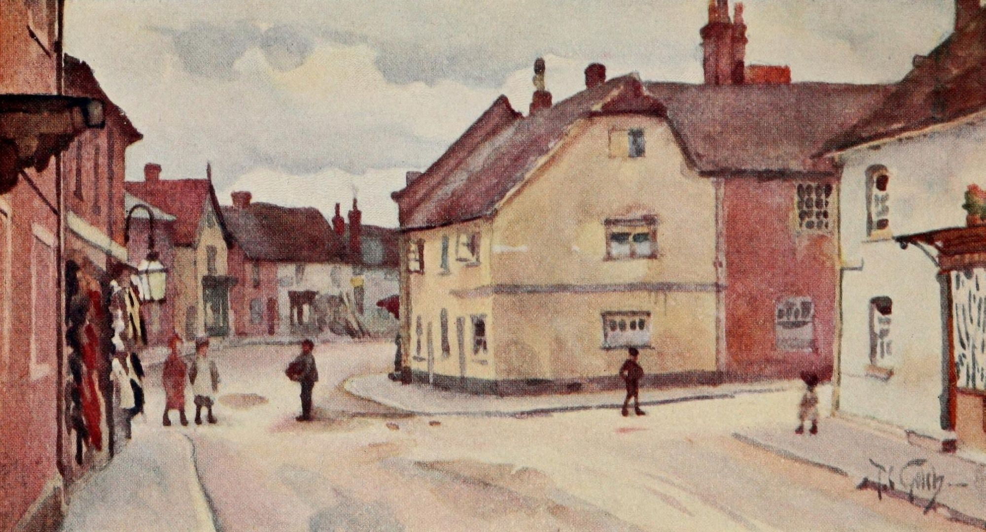 Round about Wiltshire 1907 Market Lavington Canvas Art - Thomas Cooper Gotch (18 x 24)