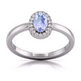 thumbnail image 1 of Round and Oval Shape Natural Tanzanite Gemstone Ring in 14K White Gold (Size: 6.5), 1 of 6