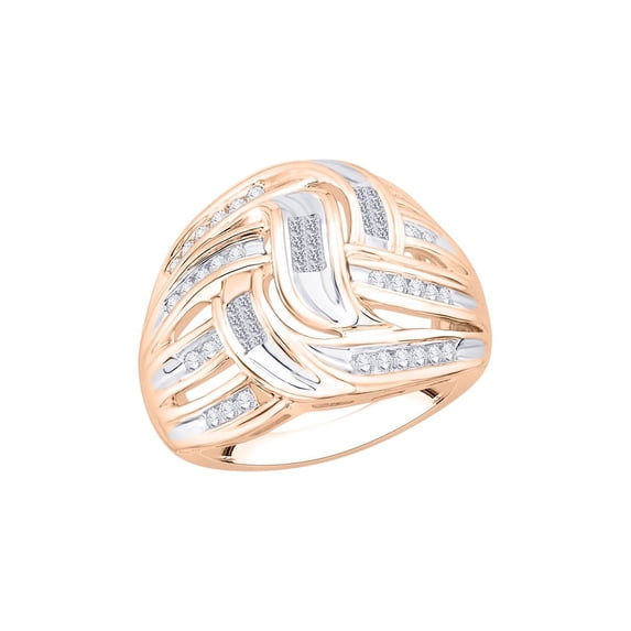 Round and Princess Cut Diamond Fashion Ring in 10K Rose Gold (1/2 cttw) (I-Color, SI3/I1-Clarity) (Size-10.5)