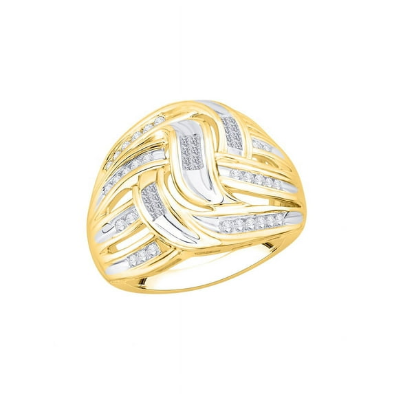 Round and Princess Cut Diamond Fashion Ring in 10K Yellow Gold (1/2 cttw) (I-Color, SI3/I1-Clarity) (Size-6)