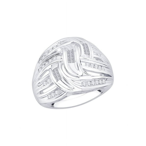 Round and Princess Cut Diamond Fashion Ring in 14K White Gold (1/2 cttw) (I-Color, SI3/I1-Clarity) (Size-8.5)