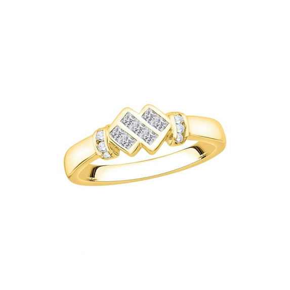 Round and Princess Cut Diamond Fashion in 14K Yellow Gold (1/4 cttw) (I-Color, SI3/I1-Clarity) (Size-10)