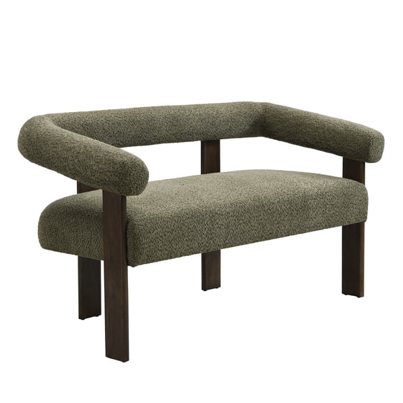 Round armrest loveseat(Green+Brown)