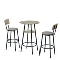 thumbnail image 1 of Round bar stool set with shelf, upholstered stool with backrest, Rustic Brown, 23.62'' W x 23.62'' D x 35.43'' H, 1 of 13