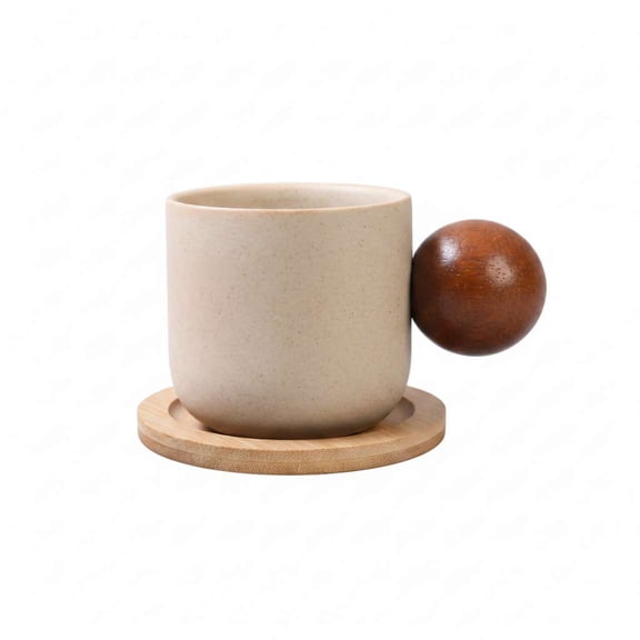 Round bead style + coaster (150ml) Japanese-style coffee cup, clay espresso cup, handmade ceramic tea cup, rustic large tea cup, personalized home cup
