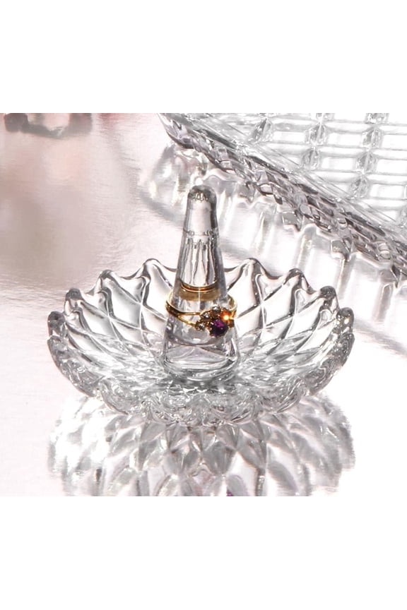 ST Round Crystal Ring Holder, Elegant Jewelry Glass Display for Men & Women, 1 Count