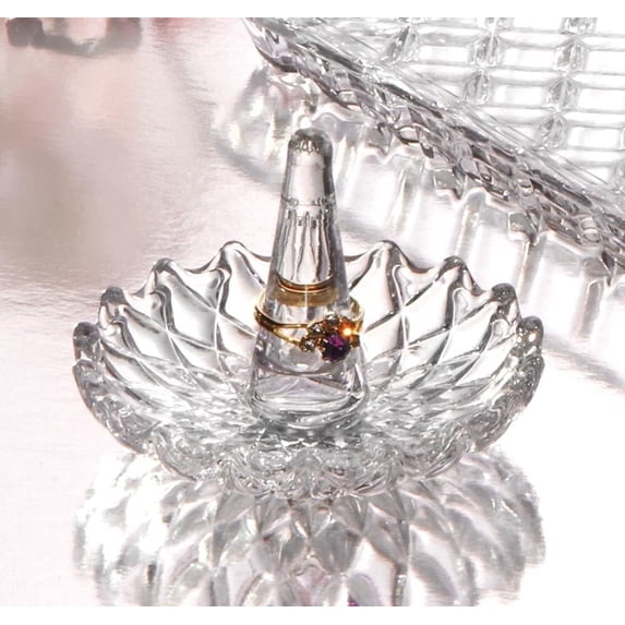 ST Round Crystal Ring Holder, Elegant Jewelry Glass Display for Men & Women, 1 Count