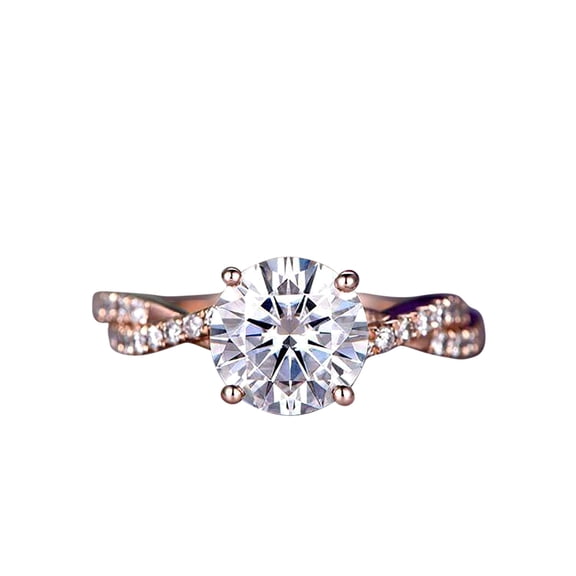 Round cut 1.25 Ct infinity style Moissanite & Diamond Engagement Ring in Rose Gold