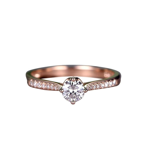 Round cut 1.25 ct Moissanite & Diamond Wedding Ring in 10k Rose Gold