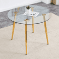 thumbnail image 1 of Round Glass Dining Table - 36" Gold Metal Legs, Modern Kitchen/Living Room Table, Clear Top. Elegant Design, Easy Assembly, Stylish Home Decor., 1 of 16