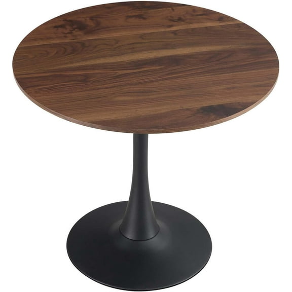 Round dining table, mid-century tulip table with metal pedestal base, modern leisure table for small space kitchen dining room, easy assembly