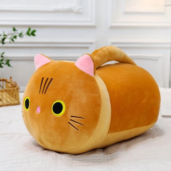 Round-eyed Cat Throw Pillow Doll Plush Toy, Soft Doll Rag Doll Birthday Gift Cat