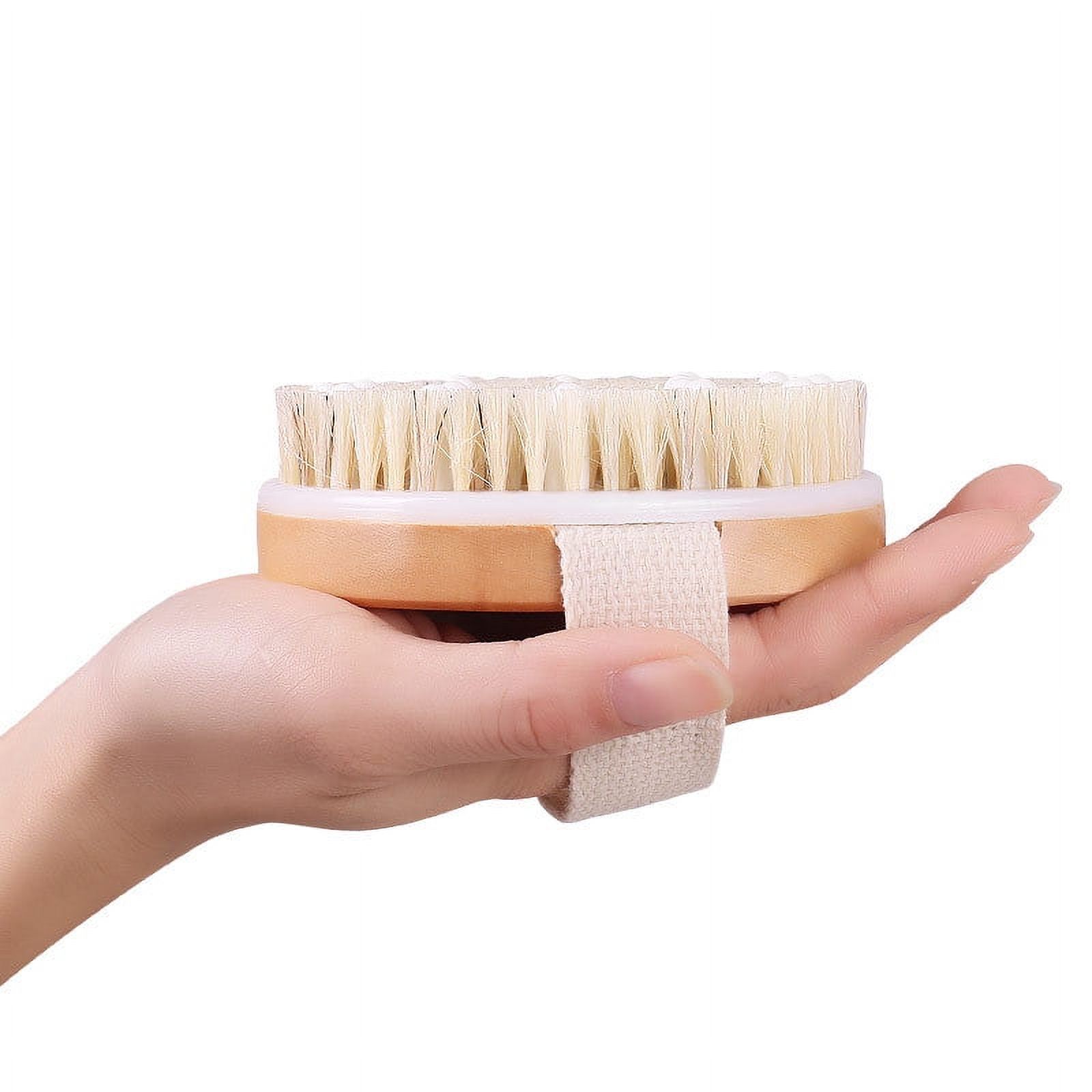Round head handleless bath back rub lotus wood bath brush with massage
