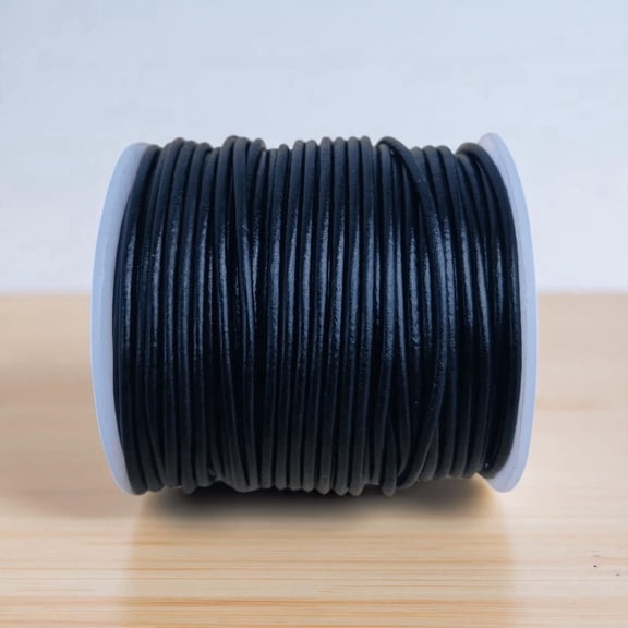 Round leather cord 1.5 mm black 25 meter