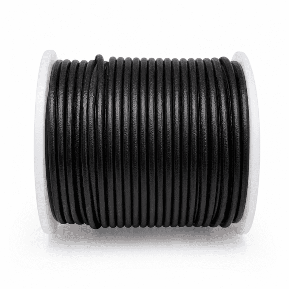 Hottmess Round Leather Cord Black 1.5 mm 25 Meter