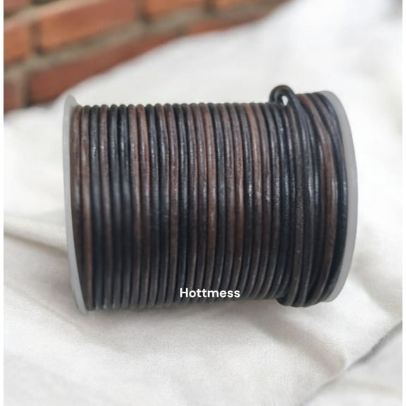 Hottmess Round Leather Cord Brown Multicolor 2 mm 25 Yards