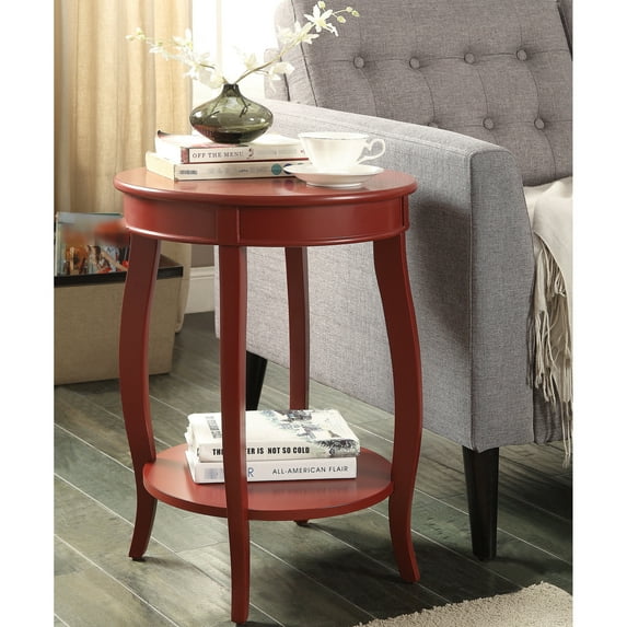 Round leg table with shelf / In home office / Supports 40lbs on top