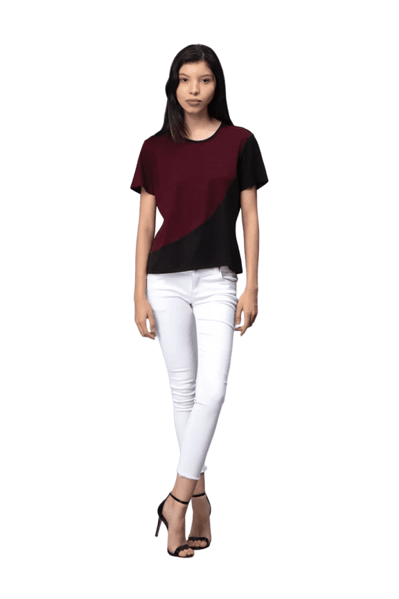 Round neck curve Maroon & Black t-shirt