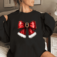 thumbnail image 1 of Round-neck long-sleeved Christmas red Santa Claus color series bow pattern cotton comfortable black S-3XL, 1 of 6