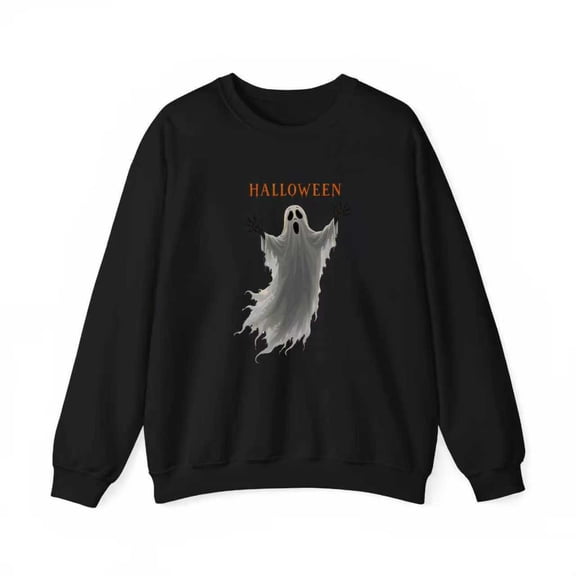 Round-neck long-sleeved Halloween Typography Sweatshirt Graphic Print Design Comfort Black S-3XL
