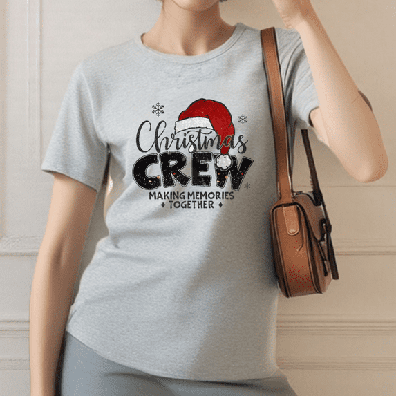 Round-neck short-sleeved Family Christmas Making Memories Graphic Tee T Shirt Top for Holidays Gray S-3XL