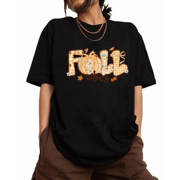 Round-neck short-sleeved Yellow fall lettered graphic T-shirt casual and fashionable, black S-5XL