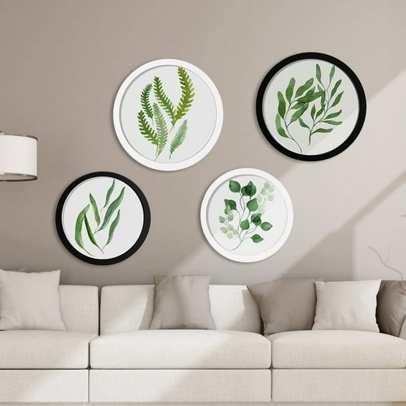 Round photo frame wooden 6 inch 8 inch 10 inch home creative wall mounted wooden picture frame - black