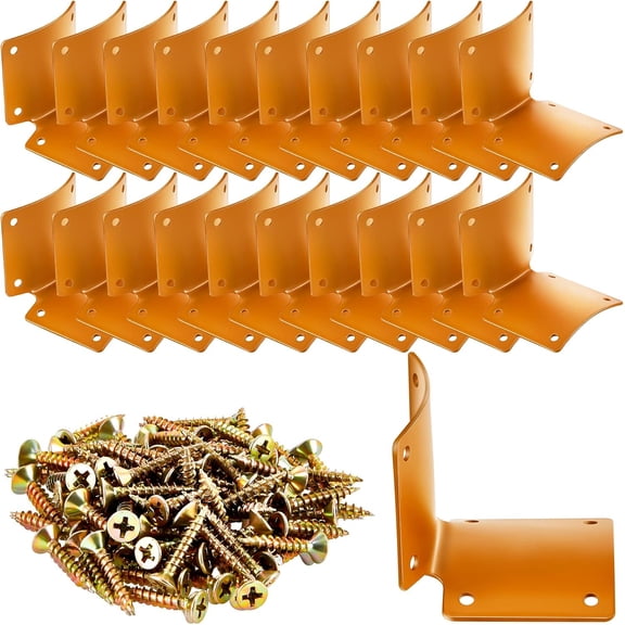 Round post fence bracket metal type, used for wooden fence post repair round track corner bracket, with 0.8-inch screws, for wooden frame bed furniture hardware, 2 2-inch (20 pieces)