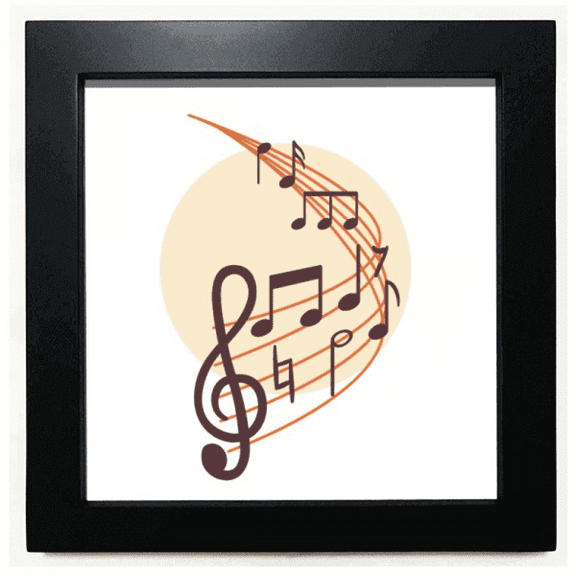 Round-shaped Curved Music Notes Black Square Frame Picture Wall Tabletop