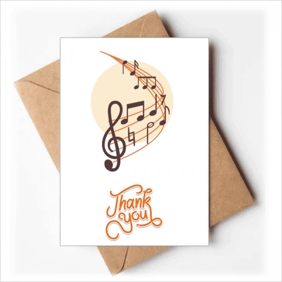 Round-shaped Curved Music Notes Thank You Cards Envelopes Blank Note