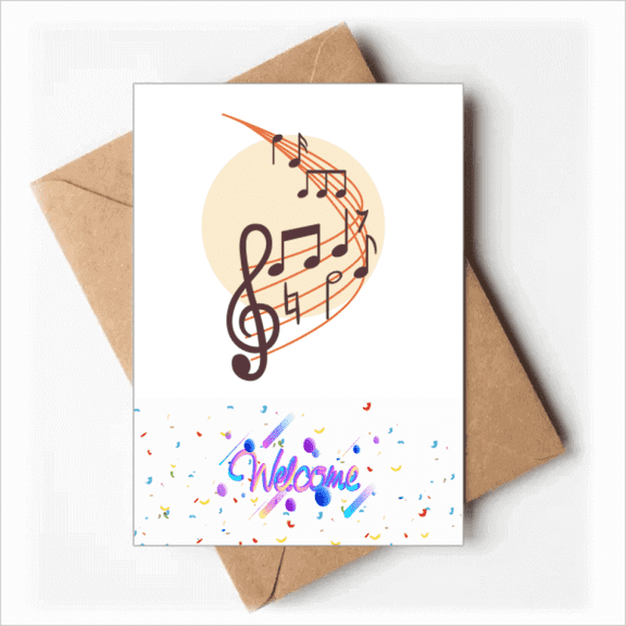 Round-shaped Curved Music Notes Welcome Back Greeting Cards Envelopes Blank
