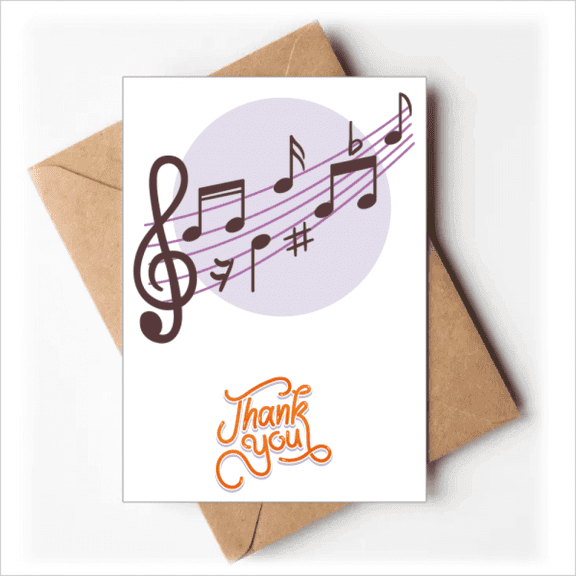 Round-shaped Flappg Music Notes Thank You Cards Envelopes Blank Note