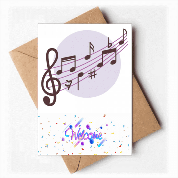Round-shaped Flappg Music Notes Welcome Back Greeting Cards Envelopes Blank