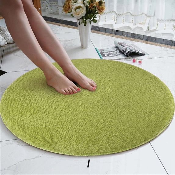80cm Soft Coral Velvet Round Rug Anti-skid Doormat Carpet Bath Living Room Rug Polyester Carpet,I,Mixed Materials
