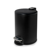 Acento 1.3 gal, Round Soft Close Premium Pedal Waste Bin for Bedroom, Bathroom, Home and Office, Step On Trash Can, Matte Black