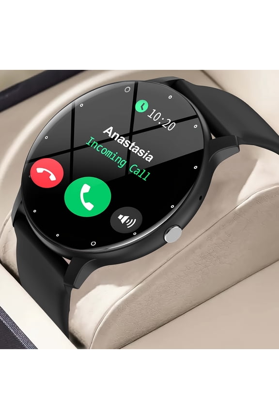 Round Smart Watch with 230mAh Wireless Charging Battery & Silicone Strap, Multi-Sport Mode Smartwatch for Call/SMS Alert, Compatible with iOS & Android