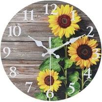 Round Sunflower Wall Clock, Silent, Battery Operated