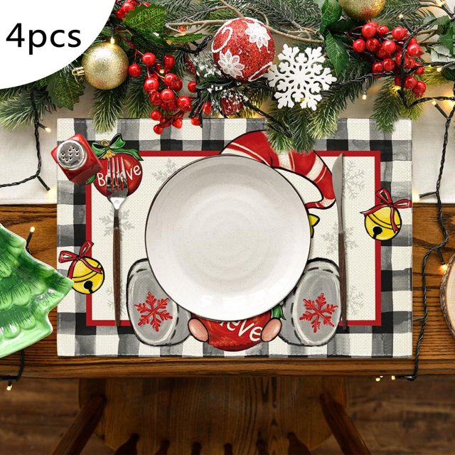 Round table placemat washable create atmosphere kitchen decoration 4PCS
