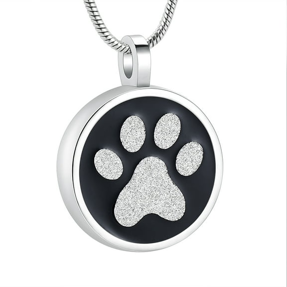 Round with Paw Print Pet Cremation Jewelry for Ashes Urn Necklace Lockets for Dog Cat Ashes Holder
