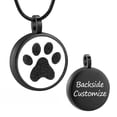 thumbnail image 1 of Round with Paw Print Pet Cremation Jewelry for Ashes Urn Necklace Lockets for Dog Cat Ashes Holder, 1 of 7